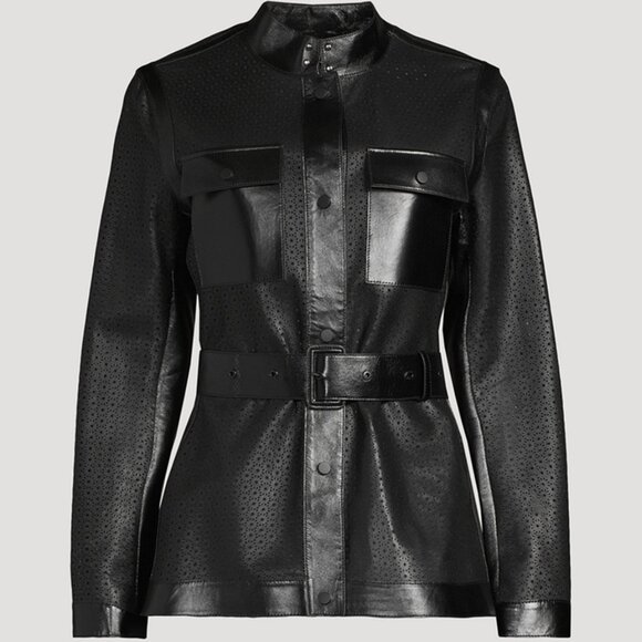 Mackage Naeva Perforated Leather Peplum Jacket - Picture 4 of 14